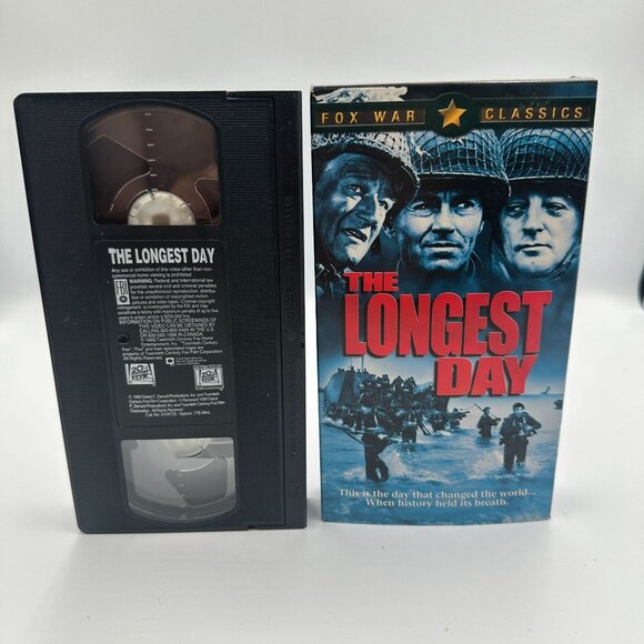 The Longest Day VHS 1962 Fox War Classics WW2 Historical Film Black & White - Picture 3 of 3